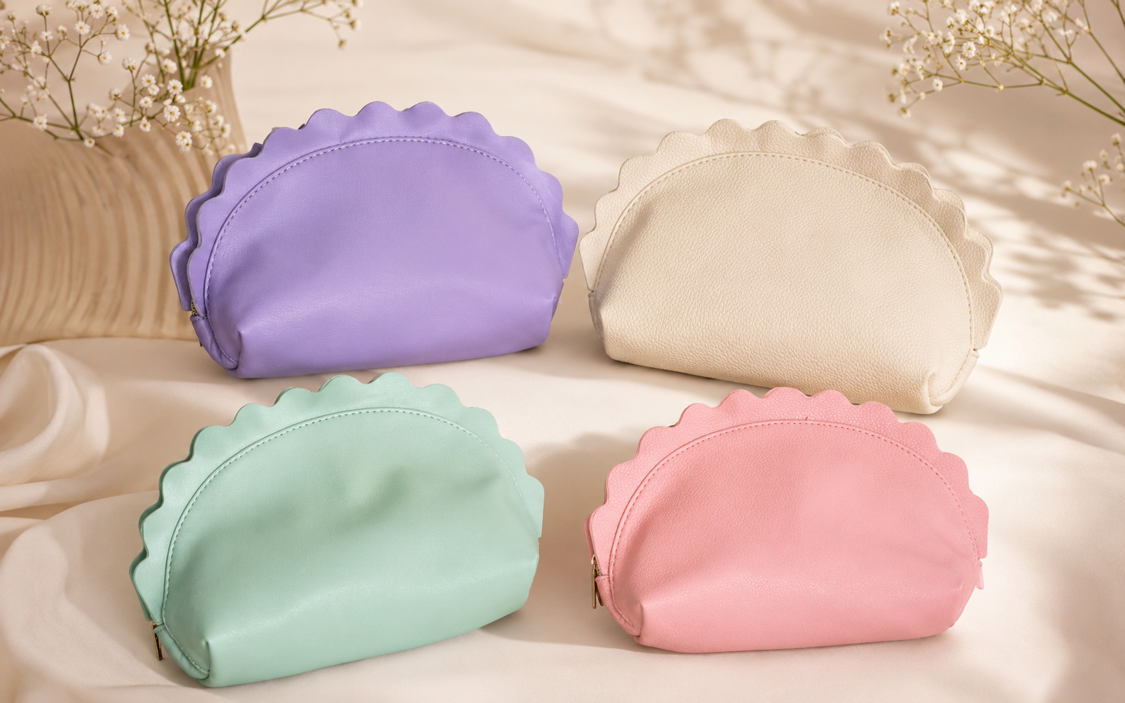 Trousse de Toilette Coquillage – 4 Coloris Pastel Personnalisable