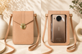 Pochette Sac Bandoulière Téléphone – Fenêtre Tactile & Fermoir Doré
